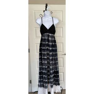 Splendid Voile Crochet Tie Dye Black & White Maxi Dress XS